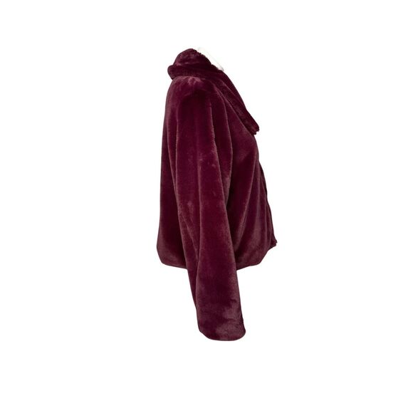 Express burgundy faux fur crop jacket size L - Picture 3 of 12